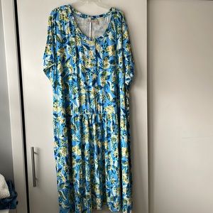 LOGO Lori Goldstein 5X Floral Modest Dress‎ Stretch Pockets SADIE NWOT